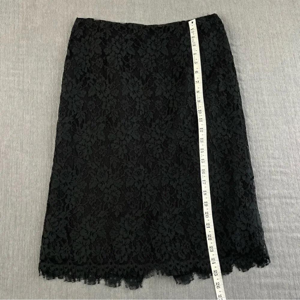 Kate Hill Black Lace Knee Length High Waist Midi Skirt Women’s Size 10